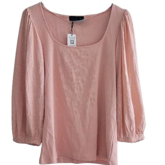 Sanctuary Ribbed Knit Blouse in Peach Fuzz NWT Size Large - Picture 2 of 3